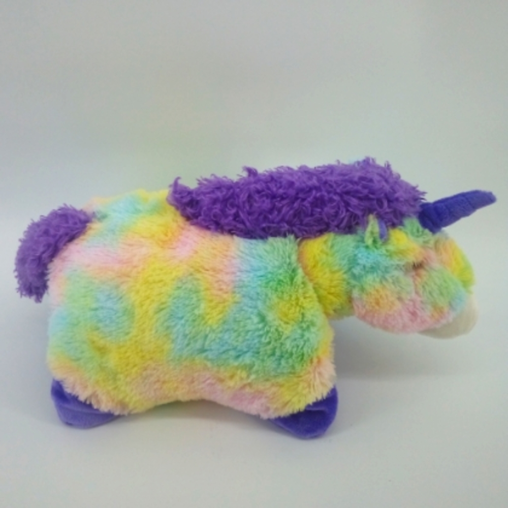 Pillow Pets Glow Pets Rainbow Unicorn 2013 Approx 18" Folding Stuffed Animal